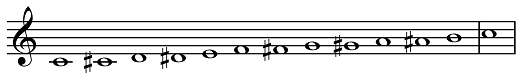 chromatic scale, ascending