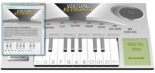 Computer keyboard piano simulator (virtual keyboard)