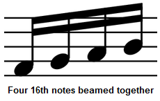 sixteenth (16th) notes beamed