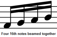 sixteenth notes beamed together